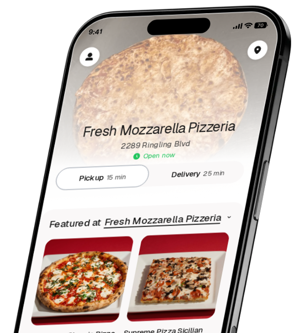 Fresh Mozzarella Pizzeria app preview