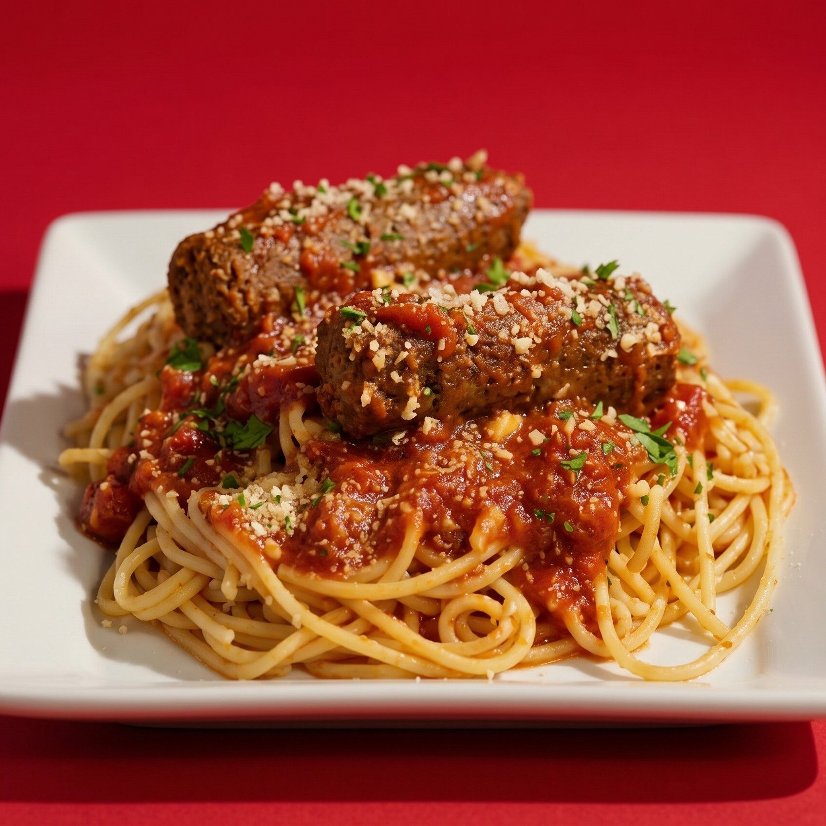 Spaghetti with 2 Italian Sausages links.